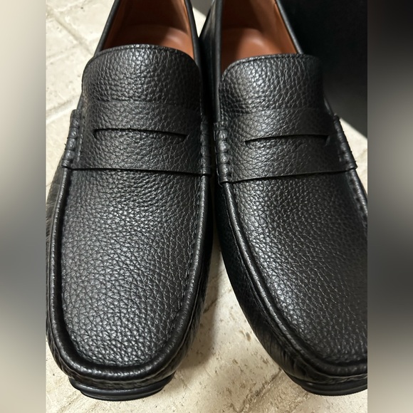 New Mens Coach Luca Drivers Loafers Dress Shoes Black Pebbled Leather 11 Slip On - Picture 2 of 5